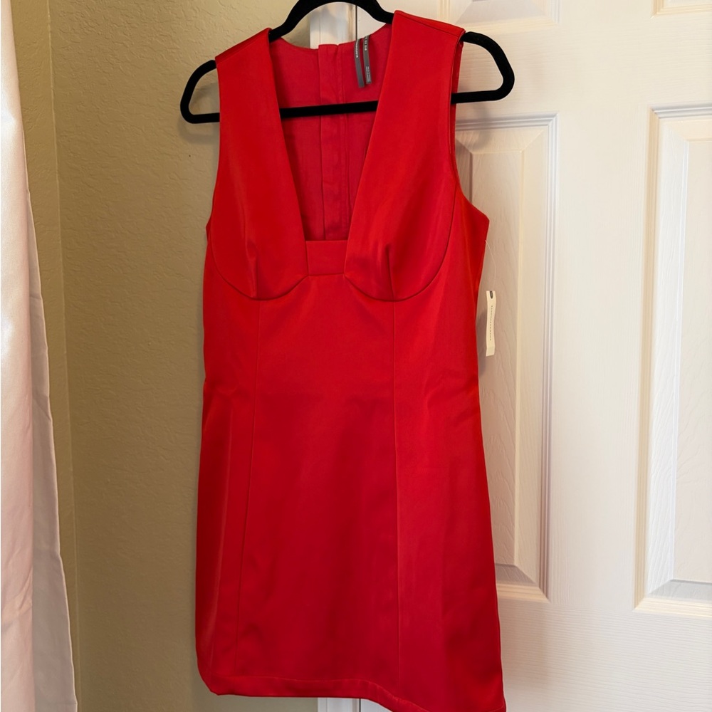 Statement Red Satin Sleeveless  Dress
